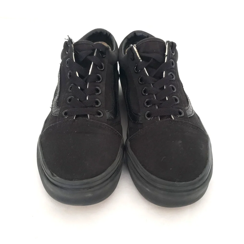 VANS Off The Wall SIZE 4 (MENS) 5.5 (WOMEN) Youth Lace Up Sneakers Black